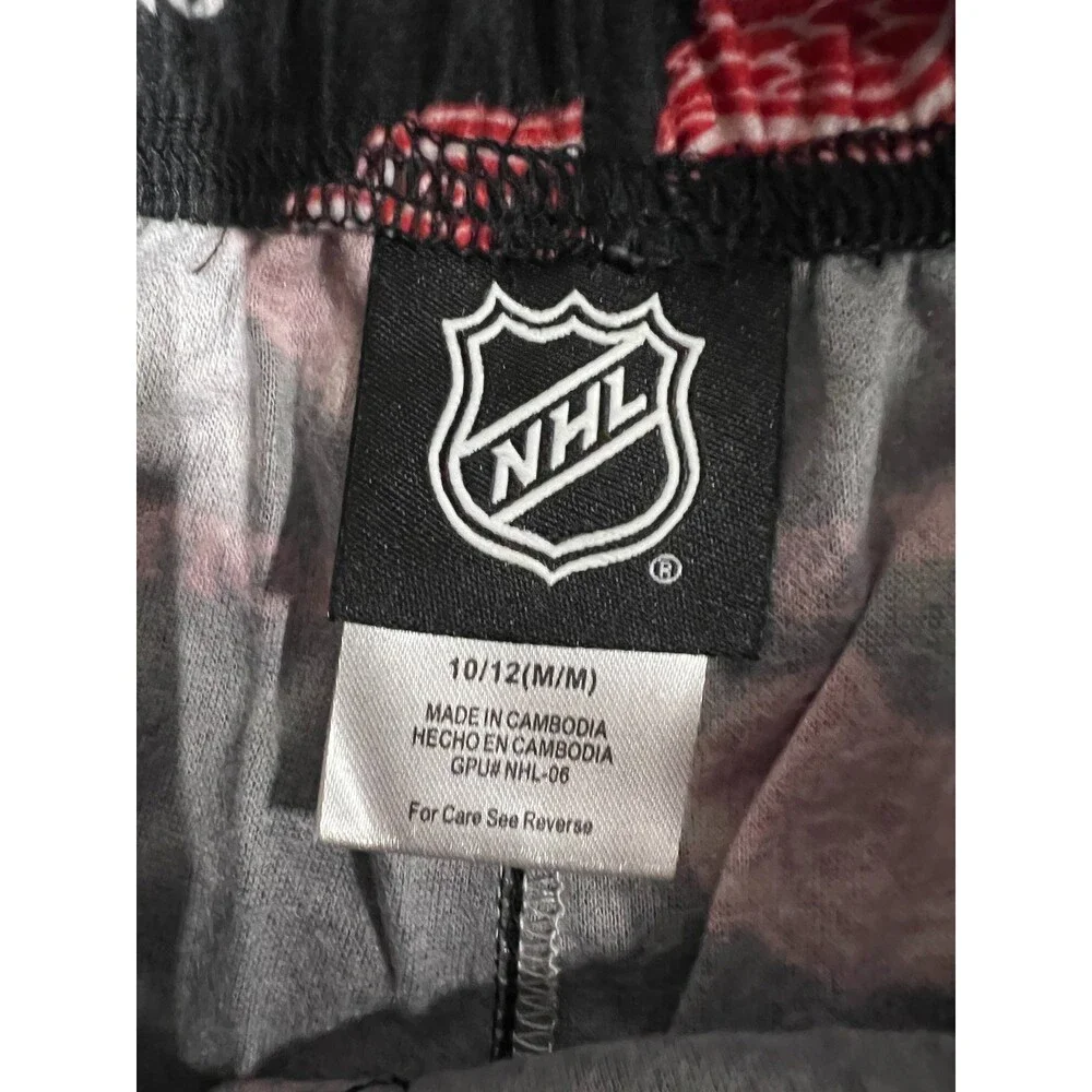 Nhl Detroit Red Wings Flame Resistant Sleep Pants Kids M 10/12 Black
